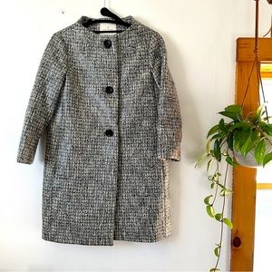 KATE SPADE - ERIKA LACQUERED TWEED WATERPROOF PRINTED BUTTON FRONT COAT -SIZE 2